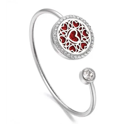 Aromatherapy Diffuser Bangle Bracelet with Removable Disks - Hearts - Jewelry