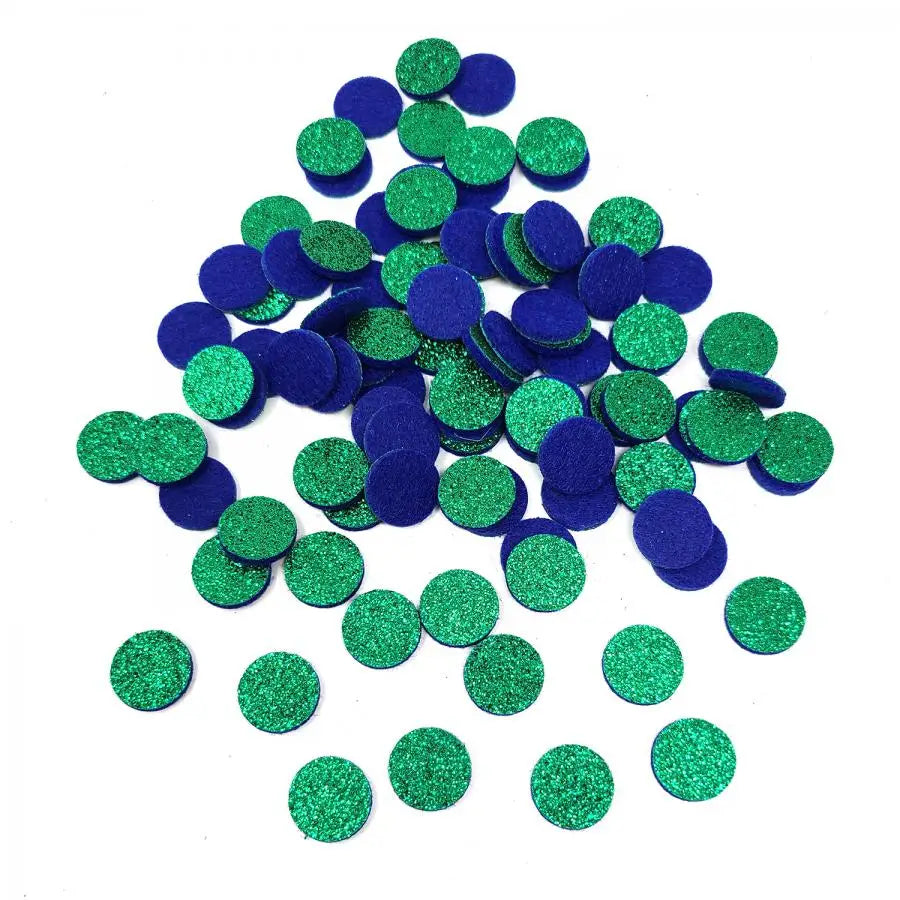 Aromatherapy Diffuser Pads for Essential Oil Jewelry - 17mm Green Glitter Small Essential Oil Felt Pads - Jewelry