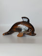 Assorted hand-carved animal figurines made from Blue Tiger’s Eye, Fluorite, and Tiger’s Eye crystals, each featuring unique colors and patterns, displayed on a white background.