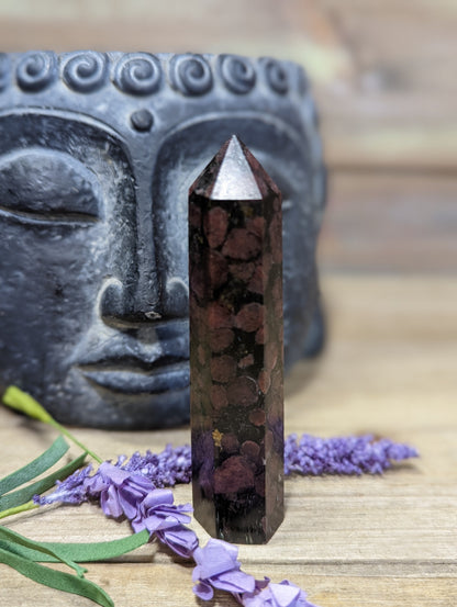 Arfendsonite with Garnet Towers - 15- 3 1/2’’ - Towers