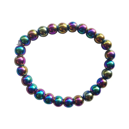 🌈🖤 Aura Hematite Bracelet 8mm – Grounding Balance and Upliftment ✨