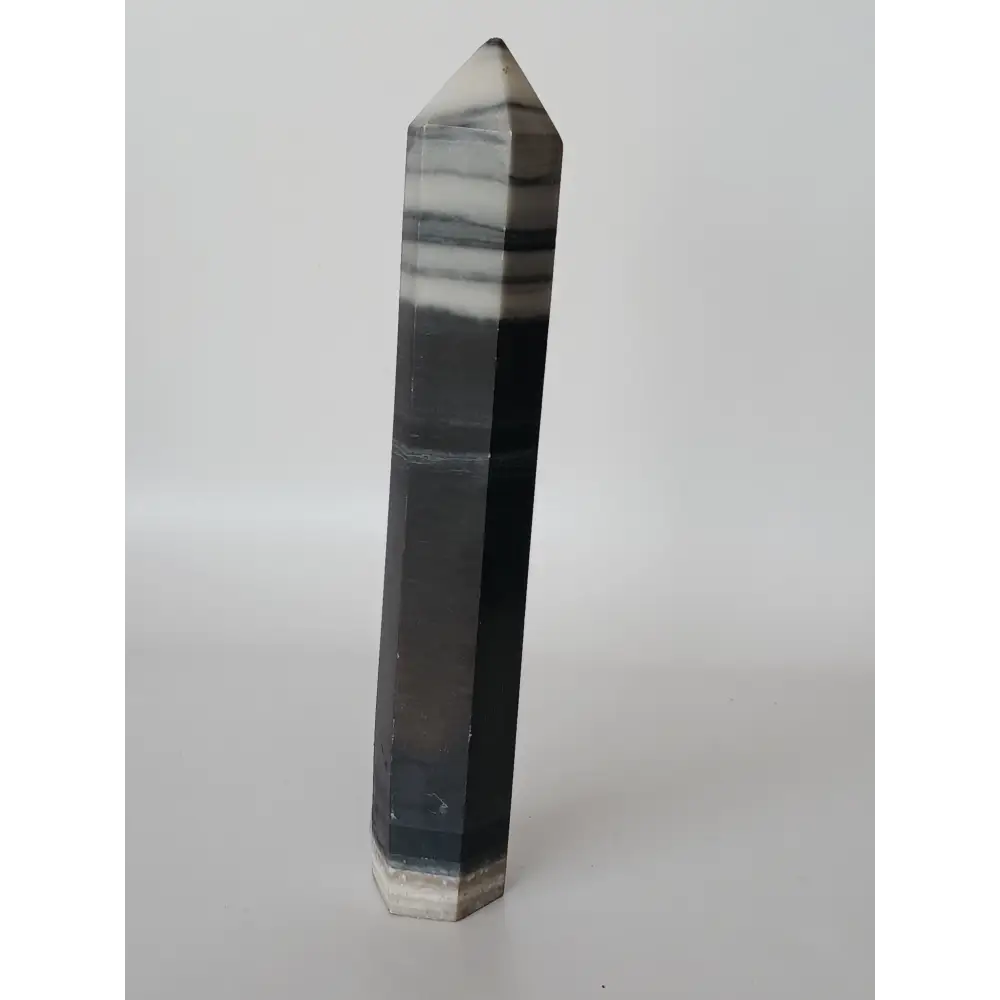 ⚫⚪ Black and White Shamanite Calcite Towers (5.5’’) – Spiritual Protection Insight & Yin-Yang Balance! ⚪⚫ - 1 - 5.5’’