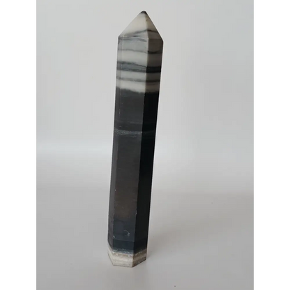 ⚫⚪ Black and White Shamanite Calcite Towers (5.5’’) – Spiritual Protection Insight & Yin-Yang Balance! ⚪⚫ - 1 - 5.5’’