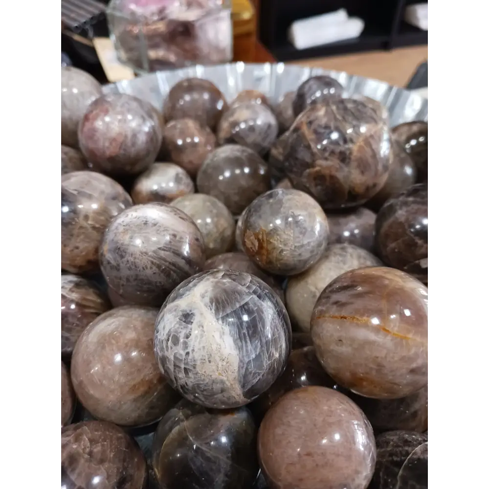 🌑✨ Black Moonstone Spheres – Intuition New Beginnings & Divine Feminine Energy! 🖤🔮 - 1 - Spheres