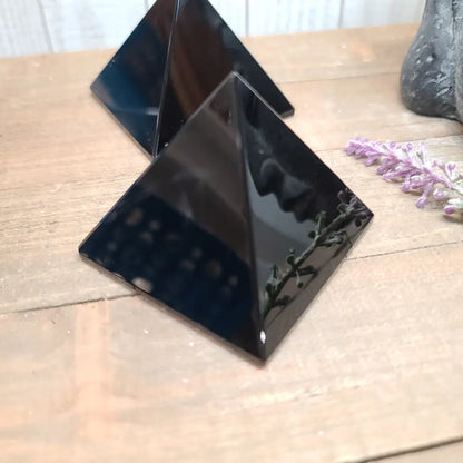 Black Obsidian Pyramid 2.25’’ - Carvings