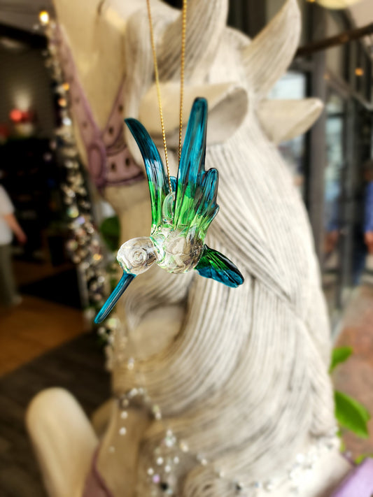 🌸 Blown Glass Hummingbirds - 3.5’’ 🌈 - Blue/Green - Home Decor