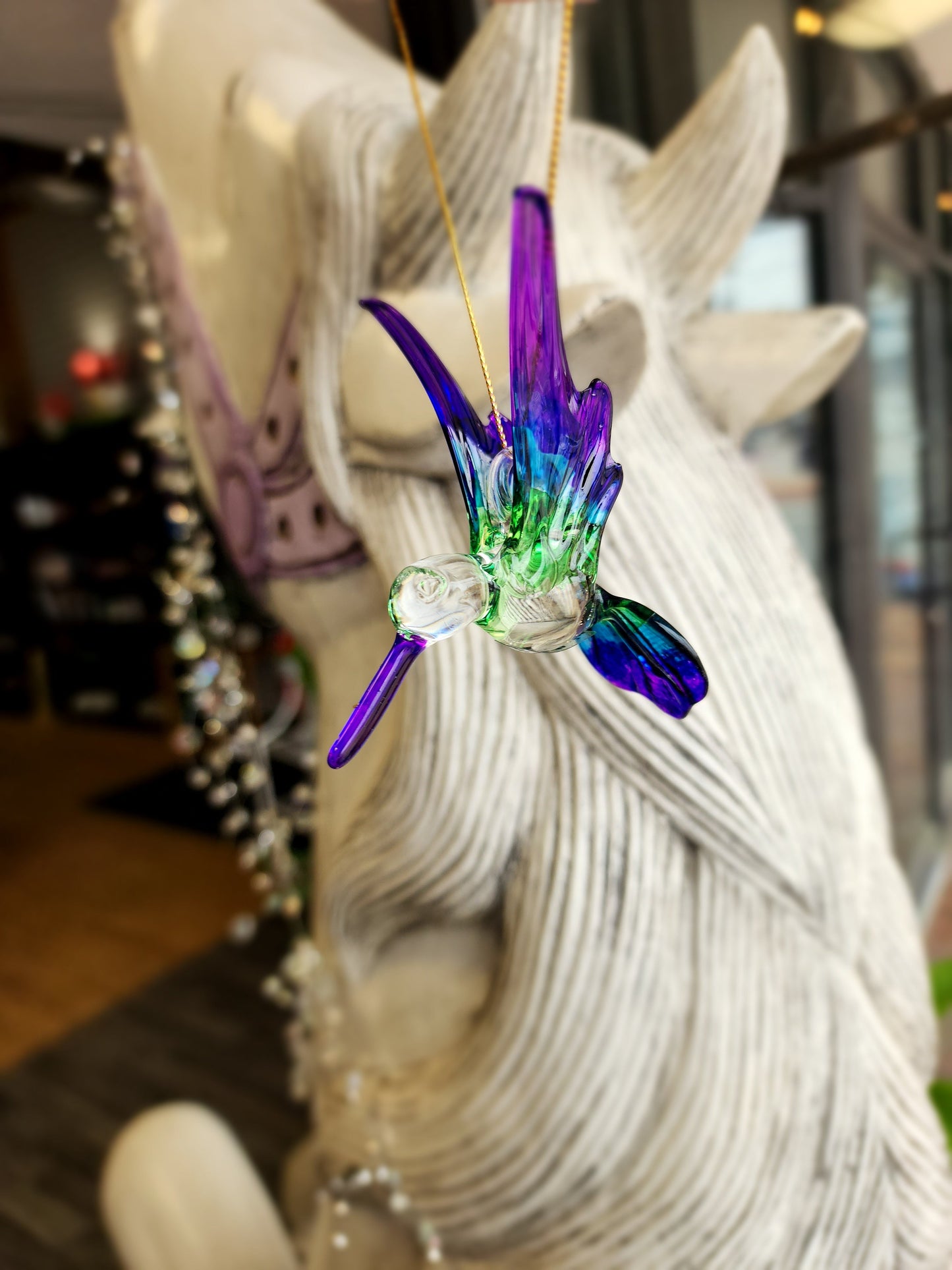🌸 Blown Glass Hummingbirds - 3.5’’ 🌈 - Purple/Green - Home Decor