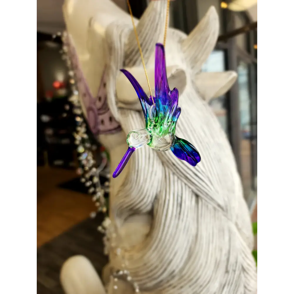 🌸 Blown Glass Hummingbirds - 3.5’’ 🌈 - Purple/Green - Home Decor
