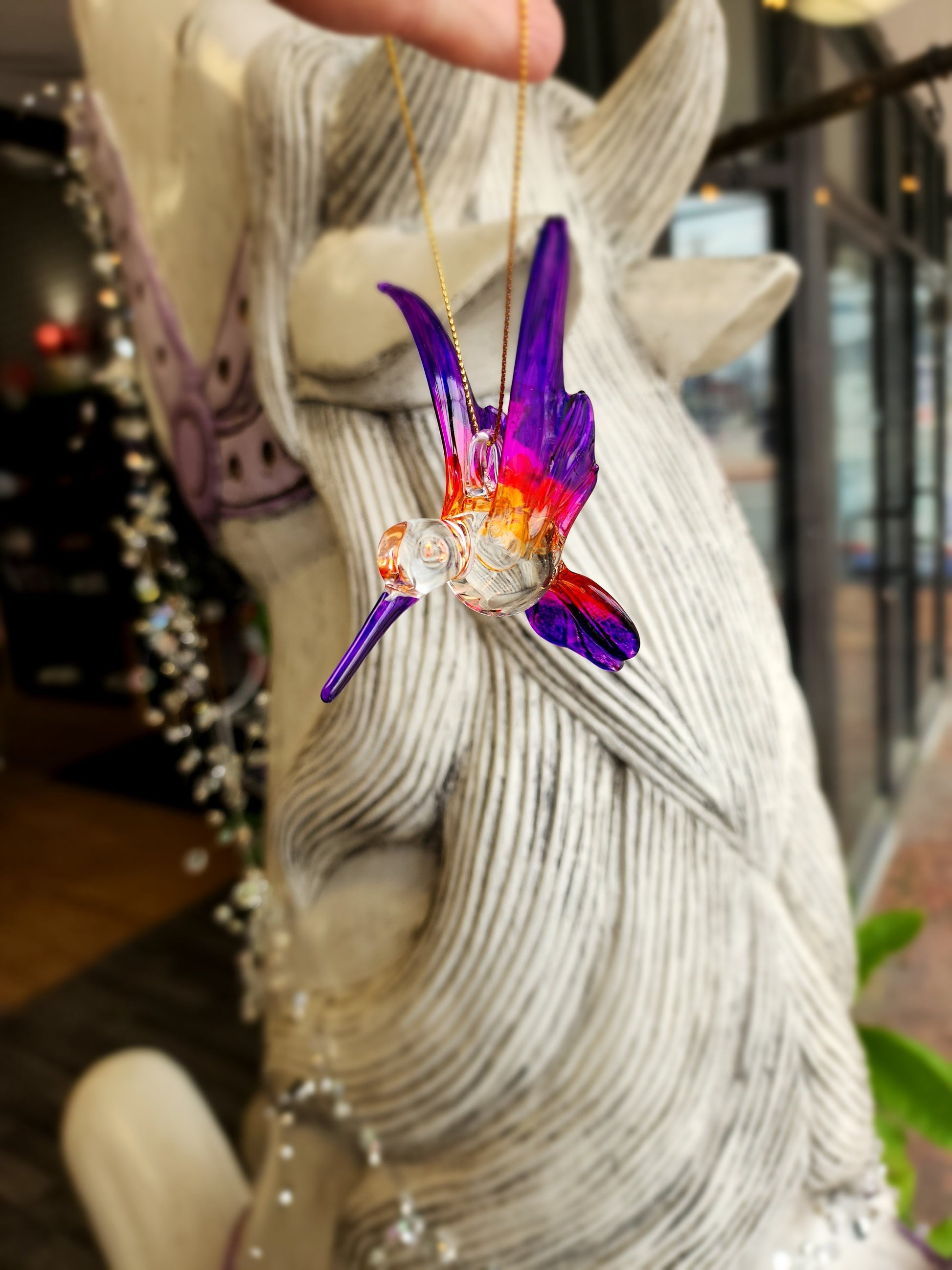 🌸 Blown Glass Hummingbirds - 3.5’’ 🌈 - Purple/Red - Home Decor