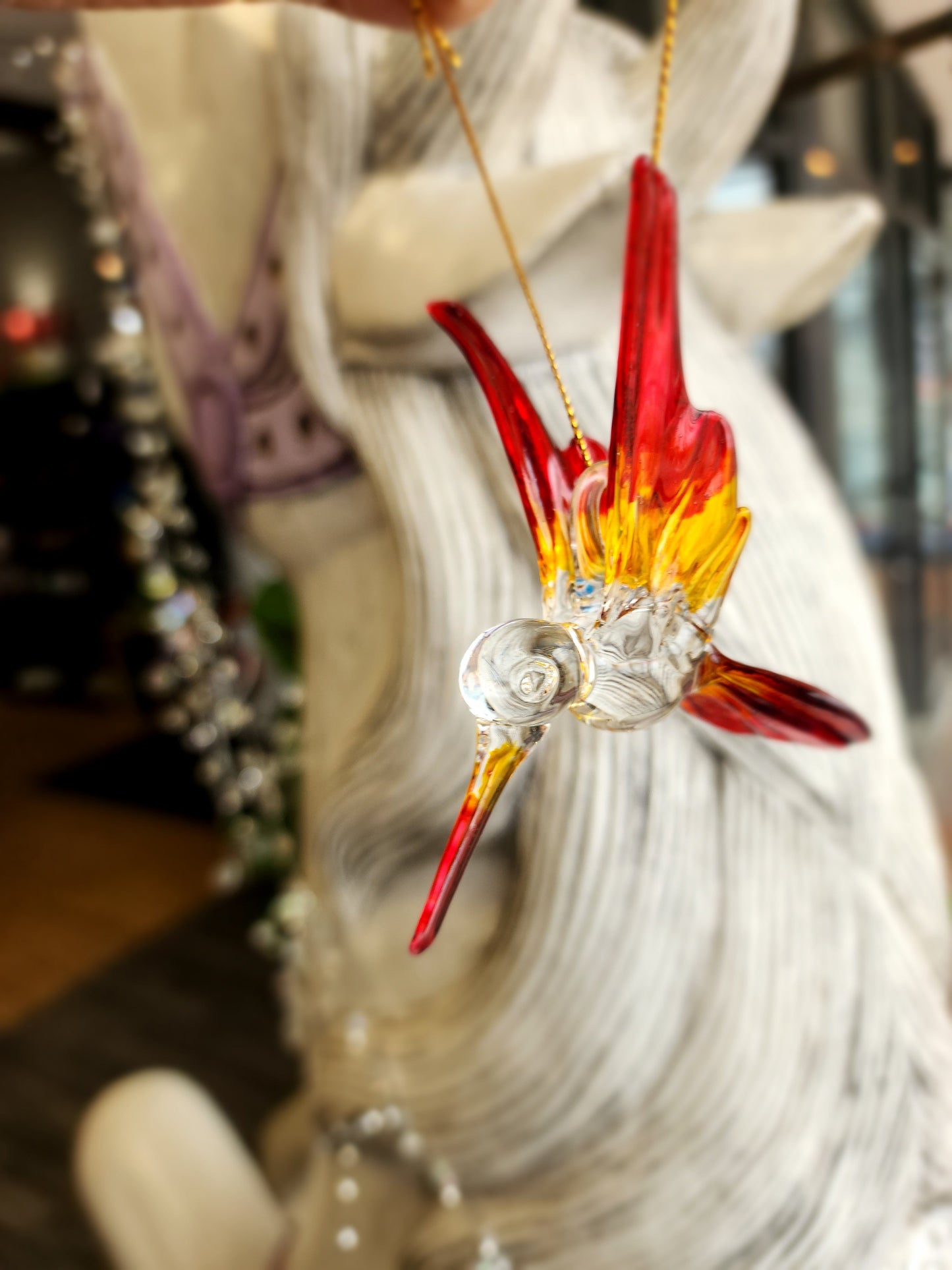 🌸 Blown Glass Hummingbirds - 3.5’’ 🌈 - Red/Yellow - Home Decor