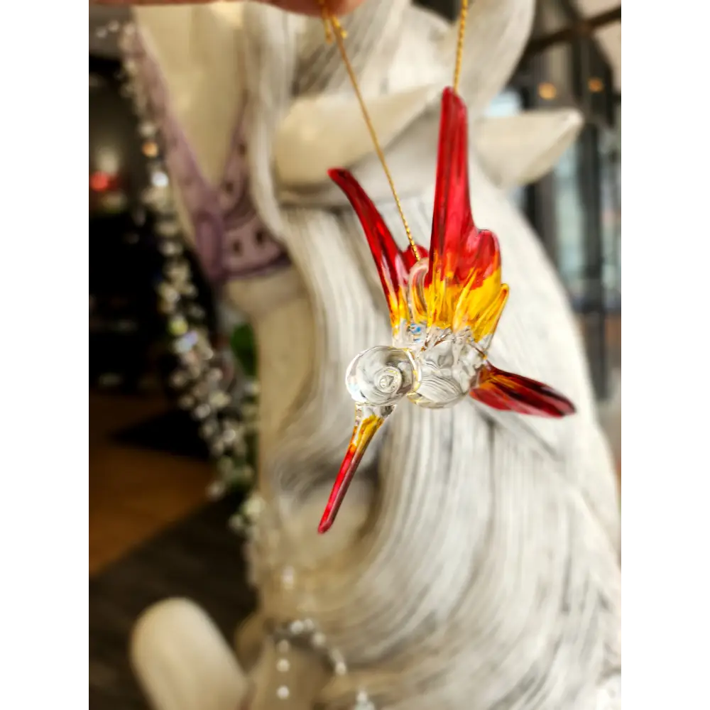 🌸 Blown Glass Hummingbirds - 3.5’’ 🌈 - Red/Yellow - Home Decor