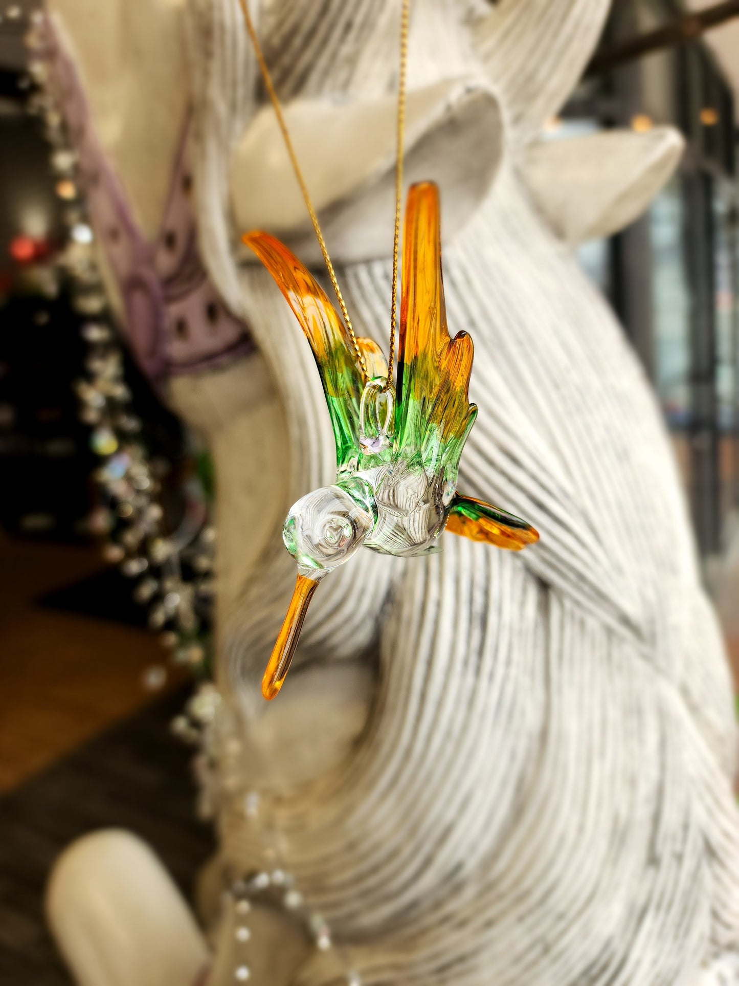 🌸 Blown Glass Hummingbirds - 3.5’’ 🌈 - Yellow/Green - Home Decor