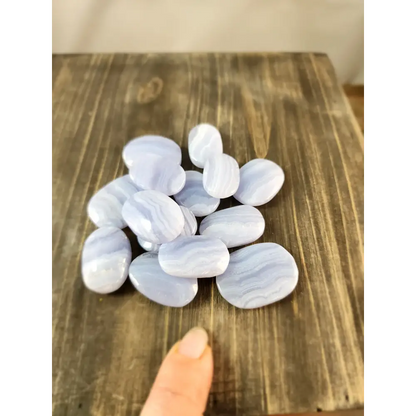 💙✨ Blue Lace Agate Palmstones (Small) – Calming & Soothing Energy Stones! 🌊🪨 - PALM