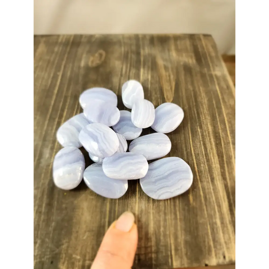 💙✨ Blue Lace Agate Palmstones (Small) – Calming & Soothing Energy Stones! 🌊🪨 - PALM