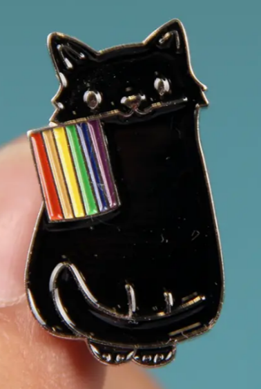 BROOCH LAPEL ENAMEL Magical Pins Pin (Page 1) - Black Rainbow Kitty - Clothing & Apparel