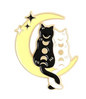BROOCH LAPEL ENAMEL Magical Pins Pin (Page 1) - Kitties Sitting on Yellow Moon - Clothing & Apparel