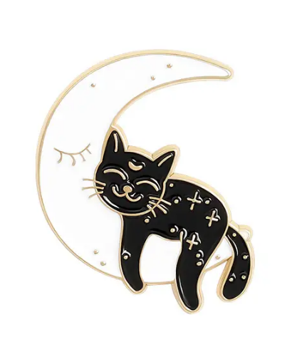 BROOCH LAPEL ENAMEL Magical Pins Pin (Page 1) - Kitty on Moon - Clothing & Apparel