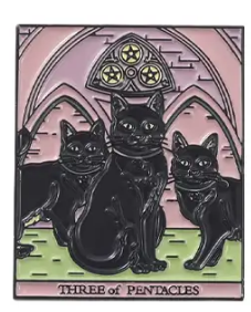 BROOCH LAPEL ENAMEL Magical Pins Pin (Page 1) - Kitty Tarot Three - Clothing & Apparel