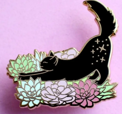 BROOCH LAPEL ENAMEL Magical Pins Pin (Page 1) - Kitty with Lotus - Clothing & Apparel