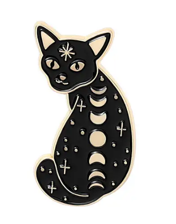 BROOCH LAPEL ENAMEL Magical Pins Pin (Page 1) - Kitty with Moon Phases - Clothing & Apparel