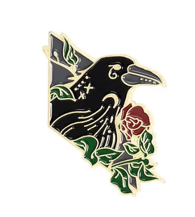 BROOCH LAPEL ENAMEL Magical Pins Pin (Page 1) - Raven Small Rose - Clothing & Apparel