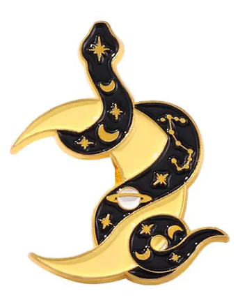 BROOCH LAPEL ENAMEL Magical Pins Pin (Page 1) - Snake on Moon - Clothing & Apparel