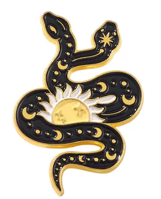 BROOCH LAPEL ENAMEL Magical Pins Pin (Page 1) - Snake with Sun - Clothing & Apparel