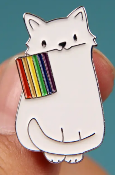 BROOCH LAPEL ENAMEL Magical Pins Pin (Page 1) - White Rainbow Kitty - Clothing & Apparel