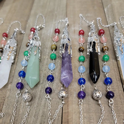 CAPPED PENDULUM - CHAKRA CHAIN - AMETHYST - Pendulums & Mats