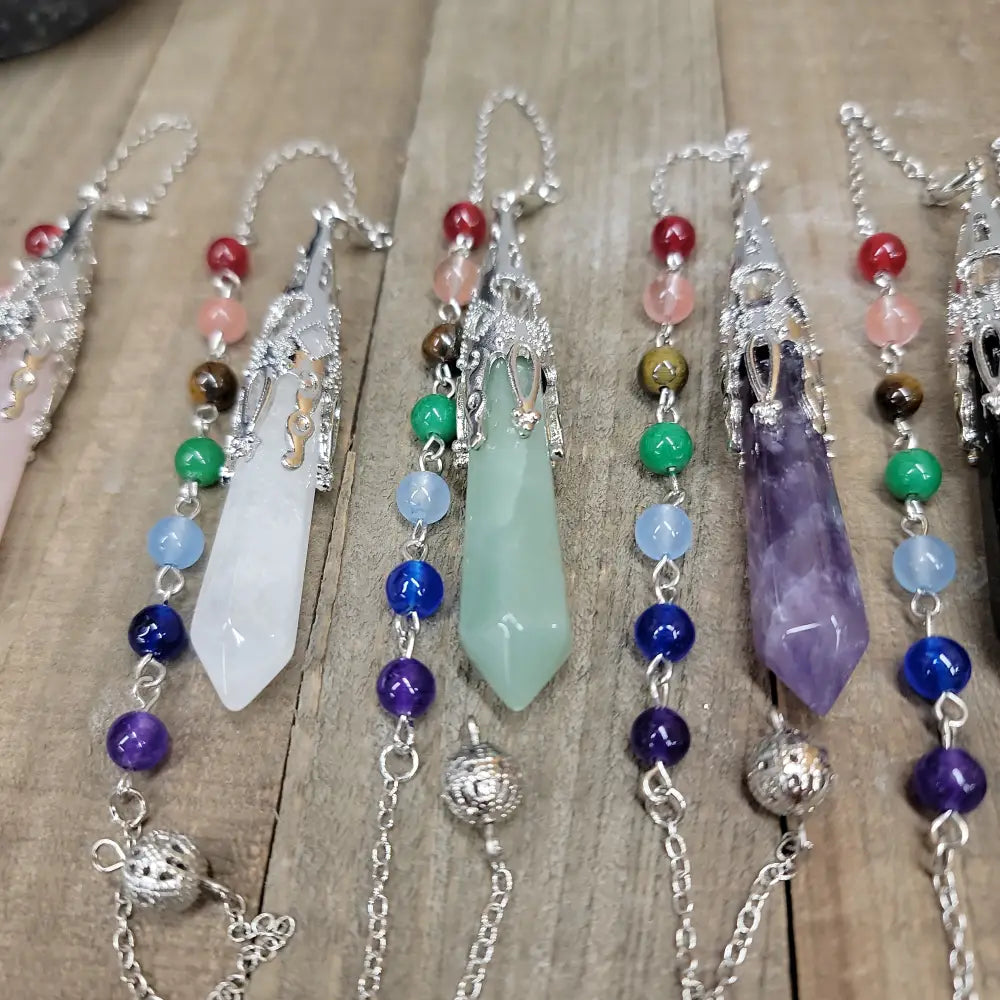 CAPPED PENDULUM - CHAKRA CHAIN - GREEN AVENTURINE - Pendulums & Mats