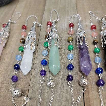 CAPPED PENDULUM - CHAKRA CHAIN - GREEN AVENTURINE - Pendulums & Mats