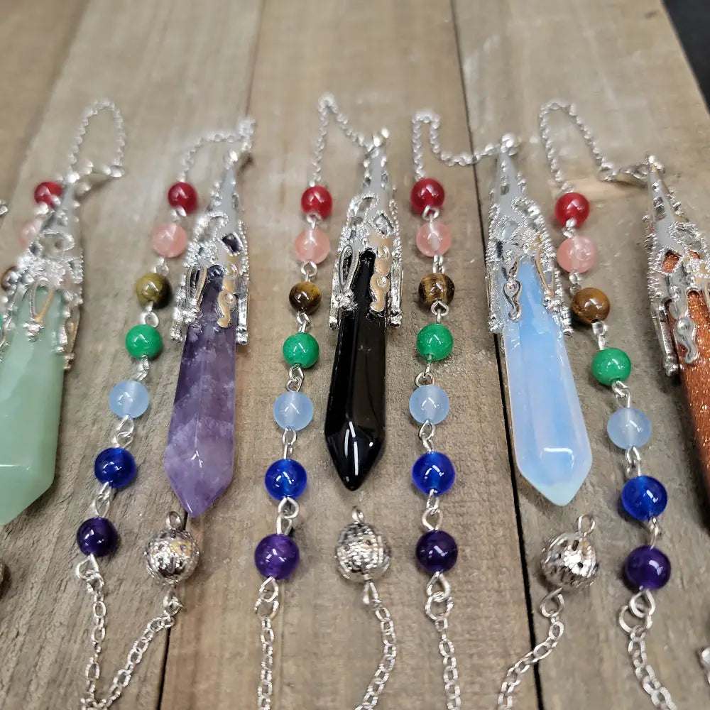 CAPPED PENDULUM - CHAKRA CHAIN - SHUNGITE - Pendulums & Mats