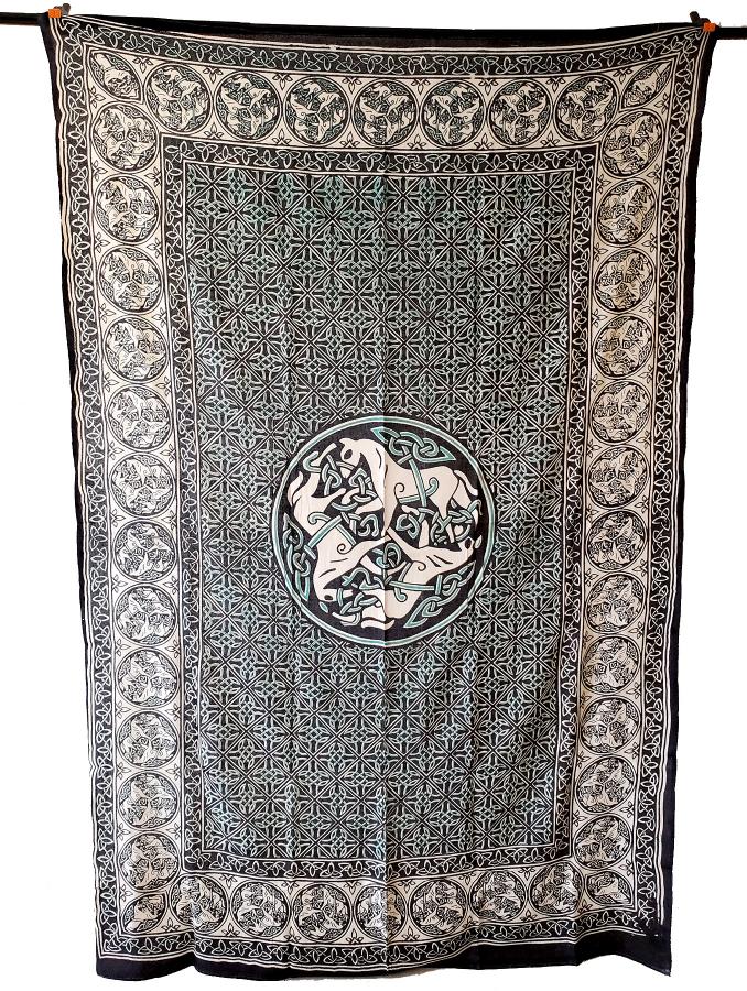 Celtic Horse Tapestry 60x90’’ Green/White/Black - Tapestry