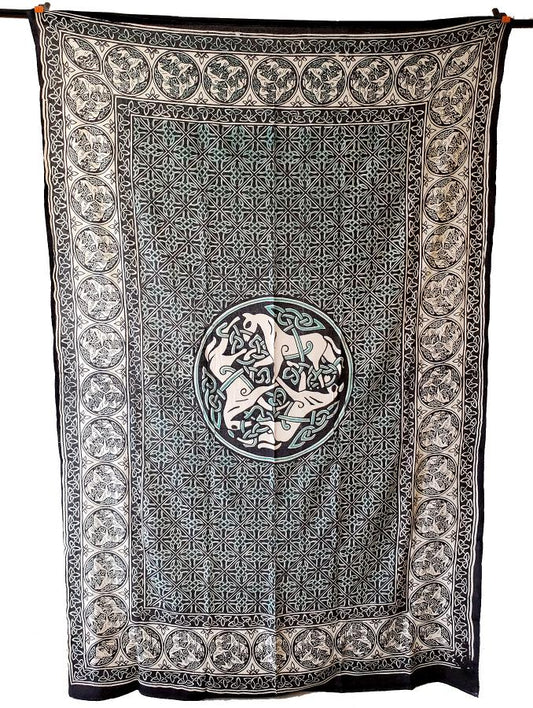 Celtic Horse Tapestry 60x90’’ Green/White/Black - Tapestry