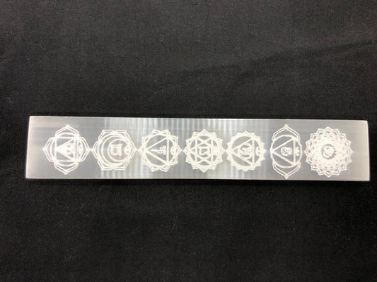 CHAKRA Selenite Charging Plate - Carvings