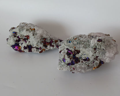 🦚✨ Chalcopyrite (Peacock Ore) with Calcite & Quartz – Joyful Transformation Amplified Energy & Spiritual Clarity! ✨🦚