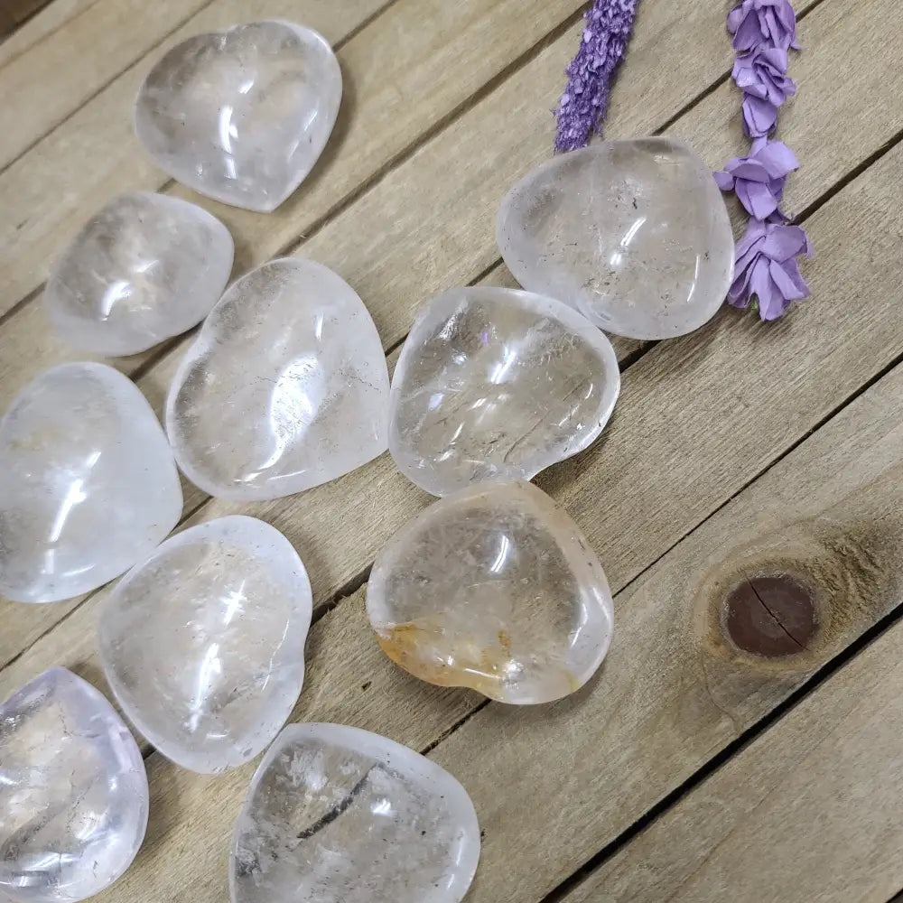 Clear Quartz Hearts - Carvings
