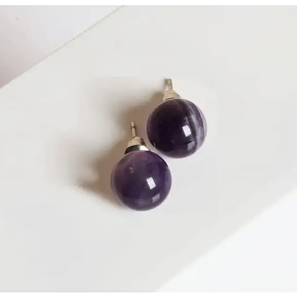 6MM & 8MM Bead Crystal Earrings - 8MM Amethyst - Jewelry