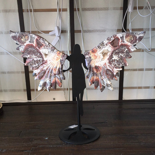 Crystal Wings with Stand - Red Mexican Agate #2 - Carvings