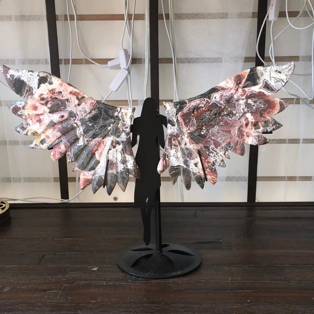 Crystal Wings with Stand - Red Mexican Agate #1 - Carvings
