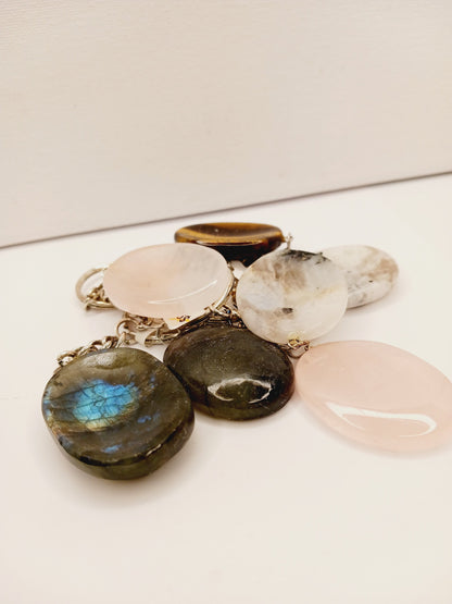 🔑✨ Crystal Worry Stone Keychain – Calming Energy On the Go! 🌙 - Jewelry