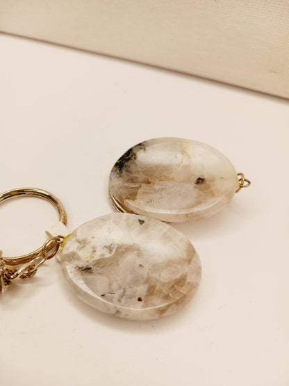 🔑✨ Crystal Worry Stone Keychain – Calming Energy On the Go! 🌙 - Jewelry