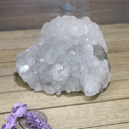 Diamond Calcite Natural Clusters on Green Apophyllite - 11 - Specimens