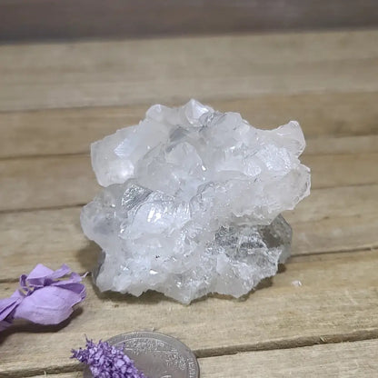 Diamond Calcite Natural Clusters on Green Apophyllite - 3 - Specimens