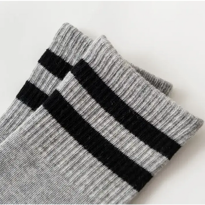 Dobby Socks - Light Gray/Black Band - Clothing & Apparel