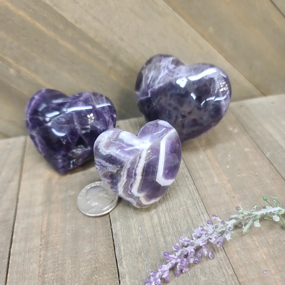 Dream Amethyst Hearts - Carvings