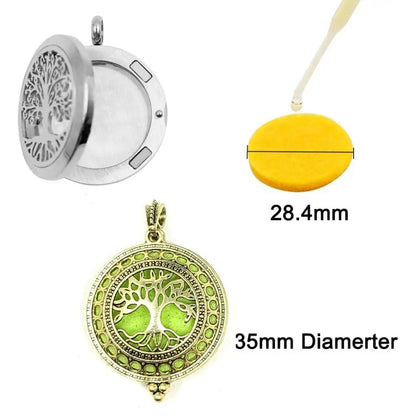 Aromatherapy Diffuser Necklace with Tree of Life Locket Design Pendant - Jewelry