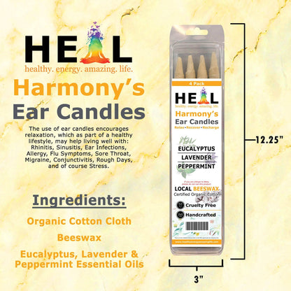 🕯️🌿 Eucalyptus Lavender & Peppermint Beeswax Ear Candles – 2-Pack – Refresh Relax & Renew! ✨ - Candles & Accessories