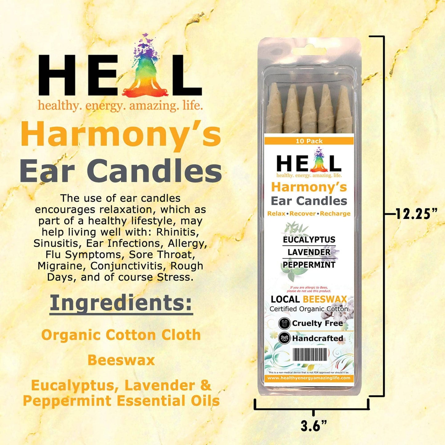 🕯️🌿 Eucalyptus Lavender & Peppermint Beeswax Ear Candles – 2-Pack – Refresh Relax & Renew! ✨ - Candles & Accessories