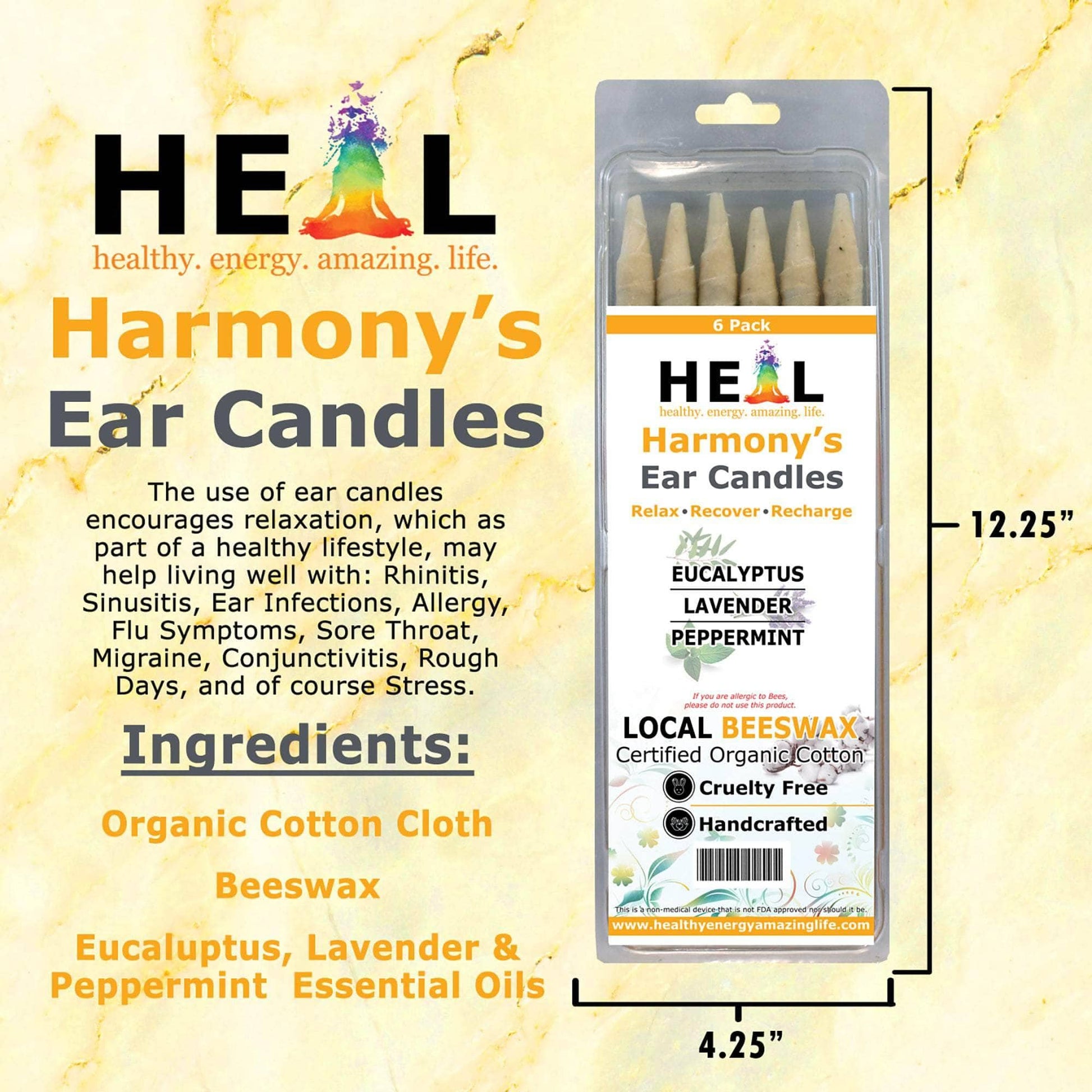 🕯️🌿 Eucalyptus Lavender & Peppermint Beeswax Ear Candles – 2-Pack – Refresh Relax & Renew! ✨ - Candles & Accessories